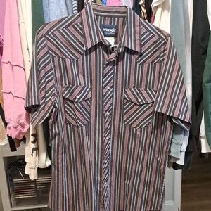 Wrangler Short Sleeve Western Button Down Shirt Pearl Snaps